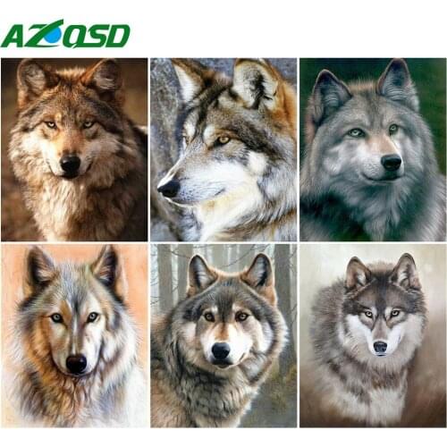 AZQSD Painting By Number Canvas Kits Animal DIY Handmade Gift 40x50cm Coloring By Numbers Wolf Home Bedroom Wall Artwork