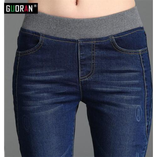 Cashmere Winter Warm Jeans Women With High Waist Blue Jeans For Girls Stretching Skinny jeans elastic waist Large Size 26-34
