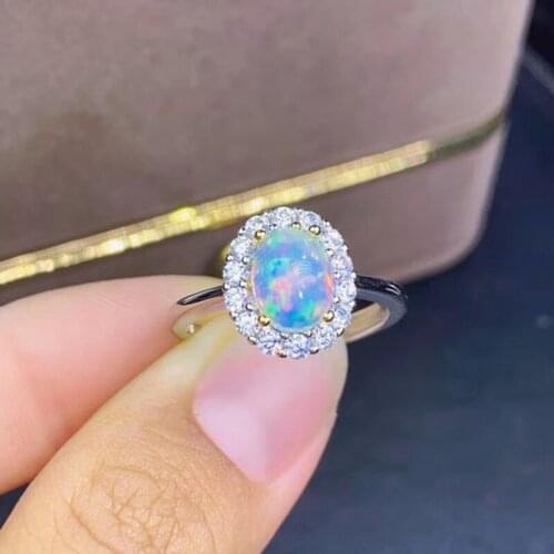Pure Natural Oval Faceted Opal Ring excellent color for Women party Anniversary 6x8mm Fine jewelry High Quality S925 Sliver