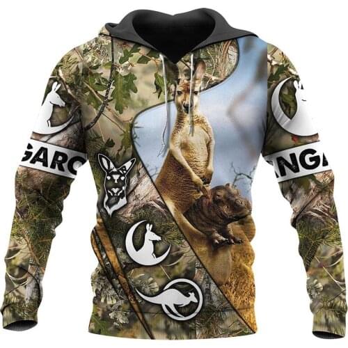 Beautiful kangaroo 3D printing fashion casual Sweatshirt zipper pants Street hip hop hoodie-01