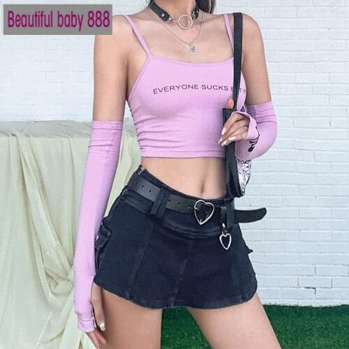 Meqeiss fashion high street cotton crop top women camisole summer streetwear Basic sweet cute graphic tees femme vest tank tops