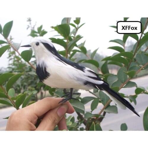 Small real life bird model foam&feather simulation black&white bird gift about 16cm xf0441