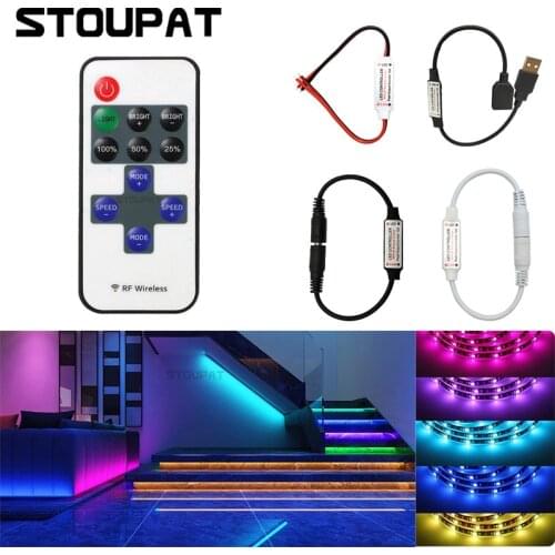 Mini Wireless RF Remote Controller LED Dimmer for DC 5V 12V 24V 6A 3528 5050 Single Color LED Light Strip Controller 11 Keys