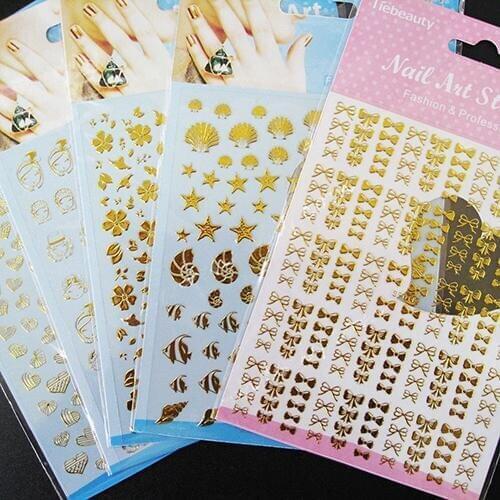 Lots 3D Golden Black Decal Stickers Nail Art Tip DIY Decoration Stamping Manicure