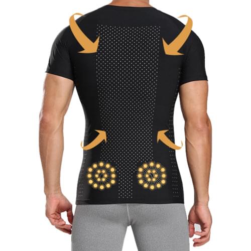Compression T Shirt Men V Neck Body Shapers Waist Trainer Posture Corrector Abdomen Control Slimming T-shirt Shapewear Tops
