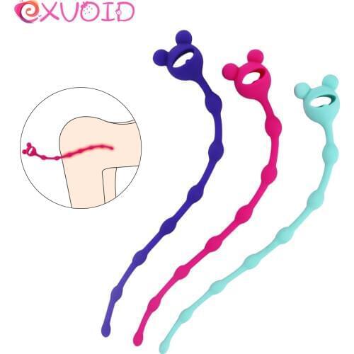 EXVOID Pull Ring Ball Soft Silicone Vagina Clit Orgasm Long Butt Plug Anal Plug Beads Anal Sex Toys for Women Men Adult Products