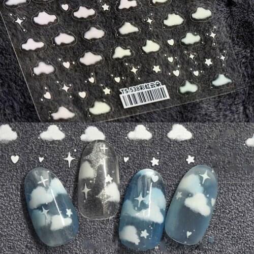 Cloud Pattern Nail Sticker Ultra Thin Colorful Engraved Nail Art Stickers Cloud Back Glue Decals for Manicure Nail Decals