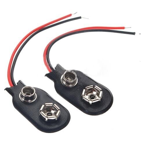 KSOL New Style 10pcs PP3 MN1604 9V 9volt Battery Holder Clip Snap On Connector Cable Lead Black