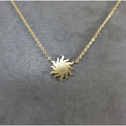 Minimal Sun Sunshine Necklaces Stainless Steel Sunburst Pendants Celestial Alchemy Symbol Solar Star Spiritual Icon Energy