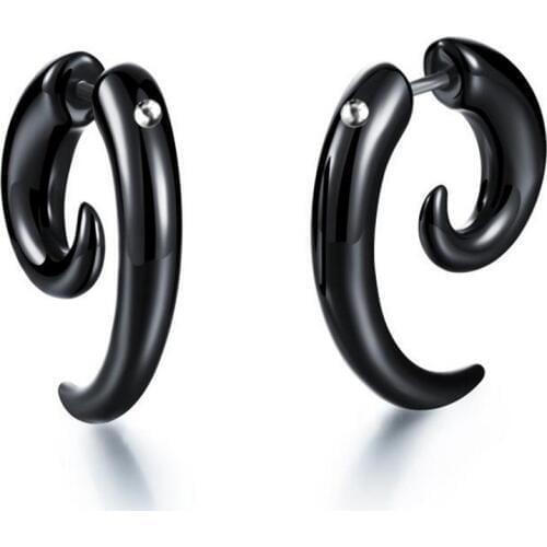 Punk Black Spiral stud earring for men women hiphop jewelry brinco masculino kpop kolczyki accessories wholesale