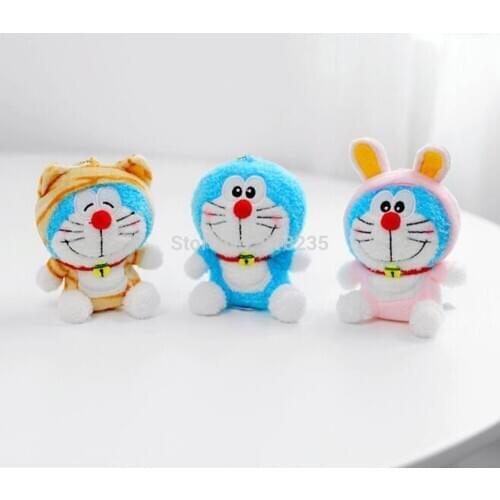 20/Lot Doraemon Cosplay Cat 10CM Plush Keychain Pendant Toys
