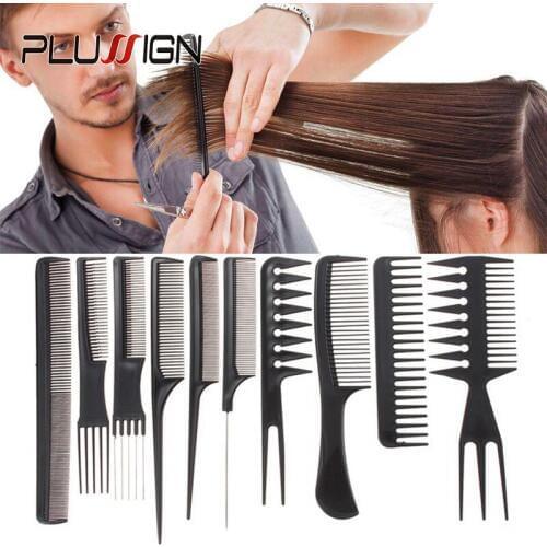 Plussign Comb Hair Brush Professional Detangling Brush 10Pcs/Set Barber Hair Cutting Comb Pro Salon Hair Care Styling Tools