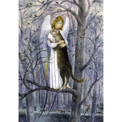 Needlework Angels and cats 5D Diamond Painting Cross Stitch Crystal Mosaic Full Diamond Embroidery Rhinestone Decor gift AA204