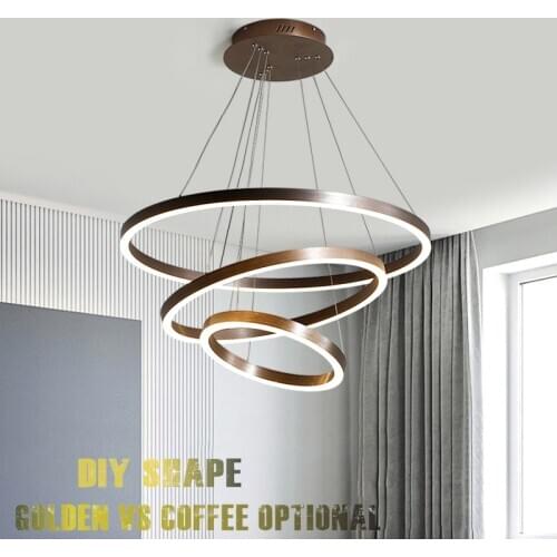 Creative Modern Home LED ring hanging light For Living Room Bedroom Dining Room Circle Frame LED Chandeliers lamp AC 110V 220V