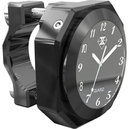 Universal Aluminum Alloy 4Color 7/8inch 1inch Motorcycle Luminous Handlebar Mount Clock Watch Thermometer CNC Chrome W91F