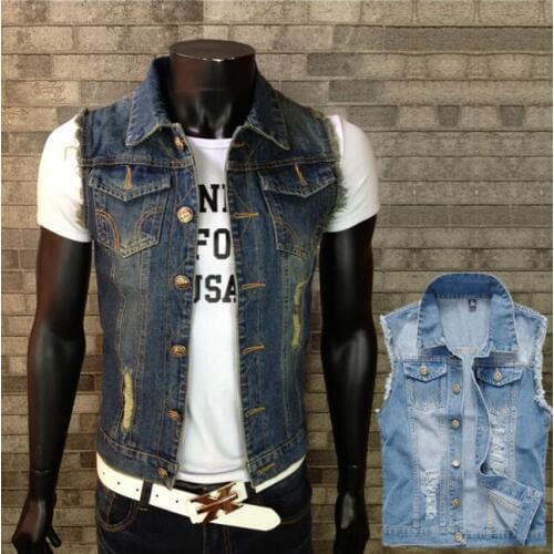 Spring Mens vest Denim vest plue size M-5XL Waistcoat