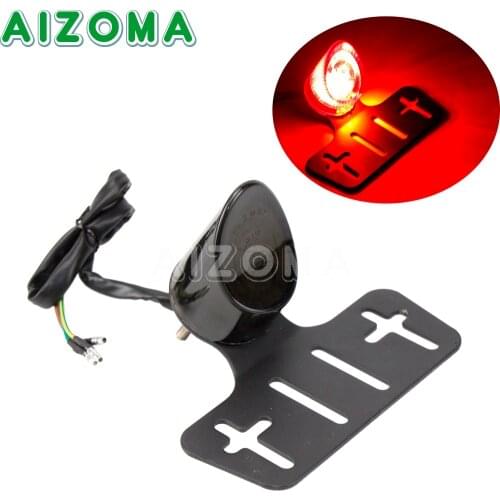 E-MARK Approved 12V Motorcycle Tail Lights For Harley Chopper Bobber Custom Rear Stop Brake Light w/ License Plate Bracket Lamp