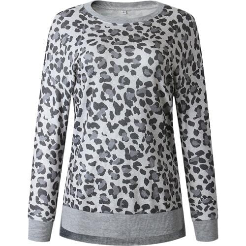Women Long Sleeve Leopard Printed Sweatshirts Casual Fashion Streetwear Pullovers Tops Crew Neck Autumn Winter Sweatshirt