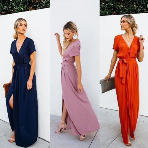 Maxi Dress Top Fashion Time-limited Solid Vestido De Festa Vestidos Mujer Summer Clothes Women Long Dress Maxi Sexy Party 2019