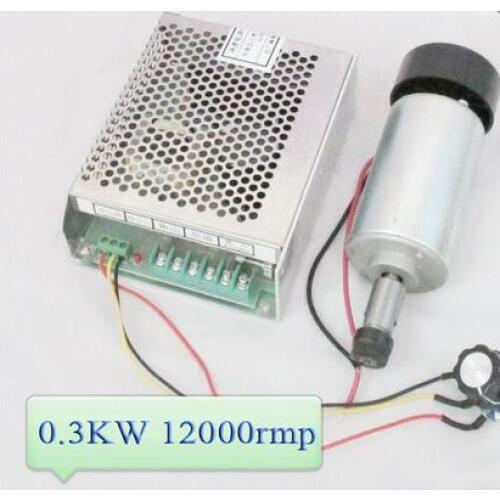 0.3kw Air cooled spindle with power supply, 300W spindle, 12000rpm, 12-48VDC, + power supply for DIY CNC