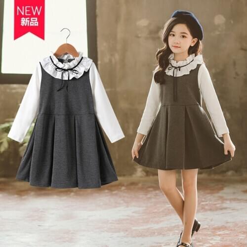 2020 Autumn School Teenage Girl Dress Children Princess Party Frocks Kids Cotton Uniform Fashion Children Clothing For 4-16 Yrs