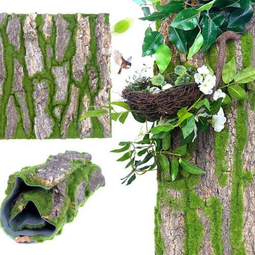 30*50cm Artificial Bark Decoration Real Dried Pine Tree Bark with Artificial Moss for DIY Festival Home Party Wall Embellishment