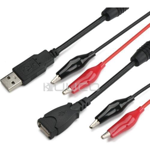 5 PCS/LOT Tester Cable DC 5V 5A USB male and female turn head Alligator Clip Test Lines Alligator Clamp Charging Cable
