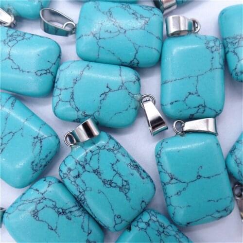 50Pcs 20x16x6mm Wholesale Blue Turquoise Oblong Pendant Bead DIY Jewelry Accessories Earrings S548