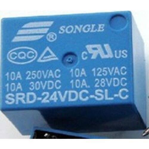 5pcs SONGLE 24V DC SPDT Power Relay SRD-24VDC-SL-C