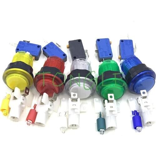 6pcs/lot illuminated Arcade Push Button 5V LED Arcade Button With Microswitch To Arcade Machine Game & PC Controller Games Parts