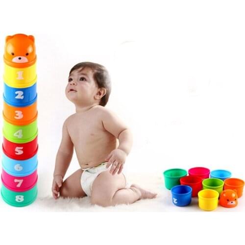 9 PCS/Set Pieces Cups Puzzle Board Game Family/Party Best Gift for Children ABS Plastic Funny Building Blocks Game
