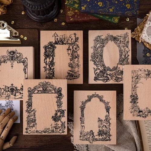 91x114mm Vintage Flowers plant mirror frame decoration stamp DIY wooden rubber stamps for stationery scrapbooking standard stamp