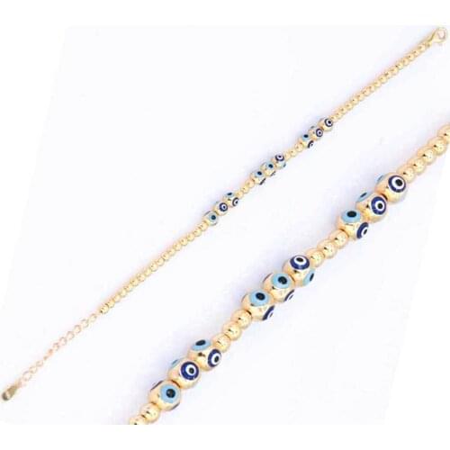 925 Sterling Silver Rose Plated Bracelet with Evil Eye Design