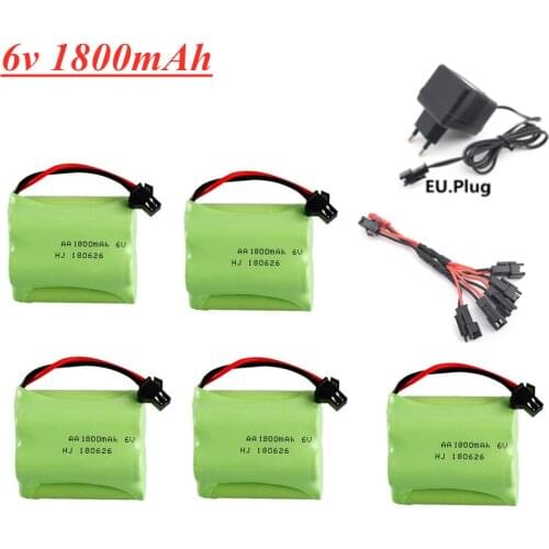 6v 1800mAh Ni-MH Rechargeable Battery + 6v Charger Set For Rc toys Cars Tanks Robots Boats Guns 5* AA 6v Battery Pack SM Plug