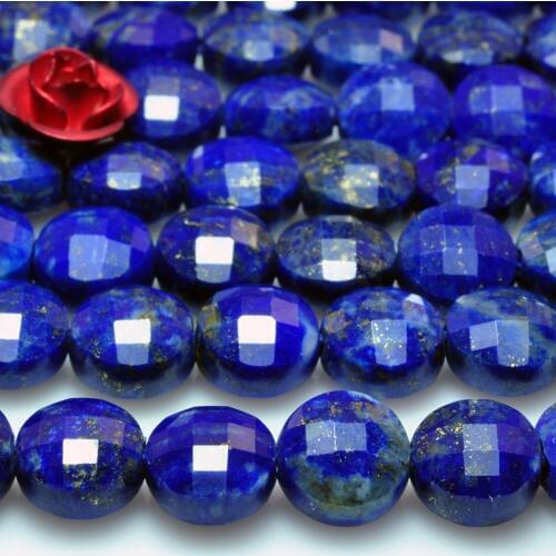 Lapis lazuli 4mm 6mm Natural Gemstone Beads disk faceted for Jewelry Necklace Earring bracelet 15inch ICNWAY