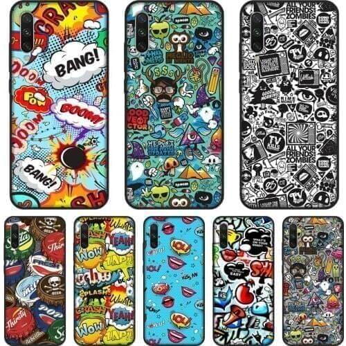 Back Cover For Xiaomi Mi A3 9 SE Anime Graffiti Sticker Bomb Cute Fashion Soft Silicone Phone Case For Xiaomi Mi 9T 8 PRO Case