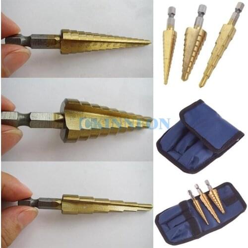 DHL 50 Set 3pc Quick-change Hex Shank larger Titanium Coated Step Drill Bit Set M2 Tool