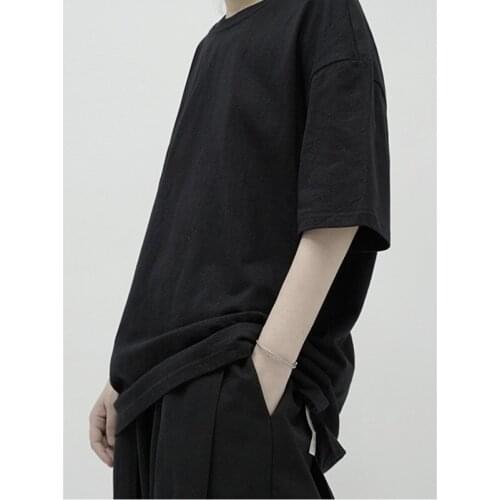 Big size couples cool small design small high-end short sleeve T-shirt with a little different back swing and fork