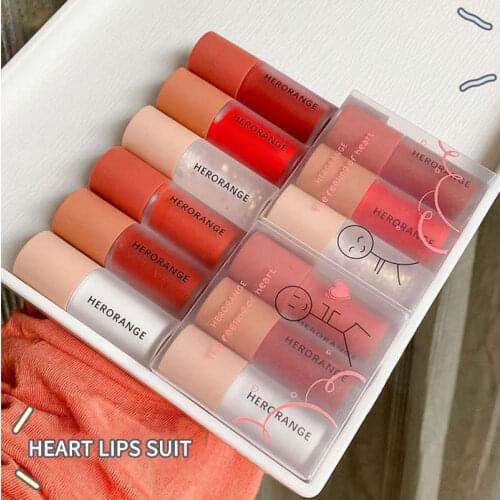 HERORANGE Liquid Lipstick Milkshake Lip Glaze Set Shea Butter Lip Cream Moisturizing Crystal Lip Oil Lip Gloss Lip Makeup TSLM2