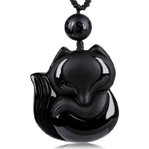 Exquisite China collection Obsidian Fox Pendant