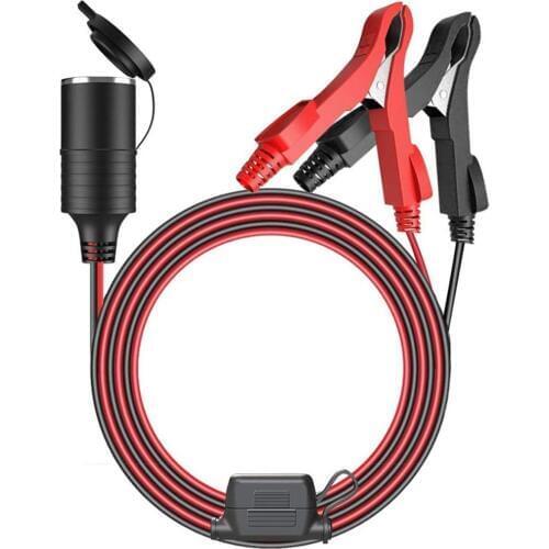 10FT/3M 12V 24V Alligator Battery Clamp to Cigarette Lighter Female Socket Extension Cord for Car Inverter
