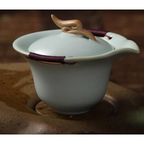 Ceramic Tea Tureen Hand-painted Ruyao Large Cover Bowl Chinese KungFu Gaiwan Tea Cup Bowl Teaware