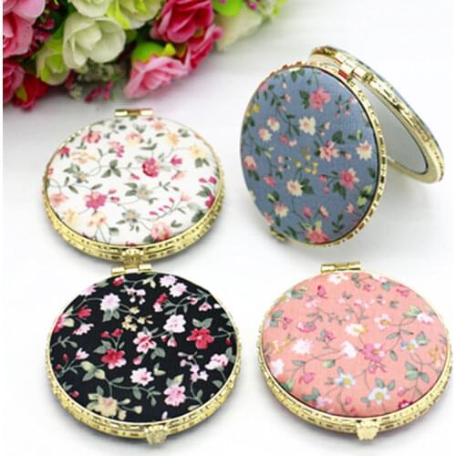 Chinese Style Art Retro Double-sided Folding Portable Mini Makeup Mirror Pocket Floral Mirror Vintage Cosmetic Mirrors for Gift