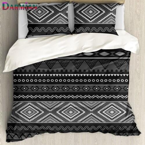 DARMIAN Fashion Tribal Print Black Duvet Cover Set and 2Pcs Pillowcase Ethnic Style Bedclothes Home Decoration Bedding 3Pcs/Set