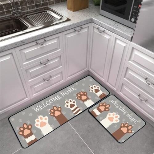 Rug Cartoon Cute Kitten Paw Pattern Kitchen Mat Modern Design Style Children Room Carpet Room Decoration Teenager Area Floor Rug