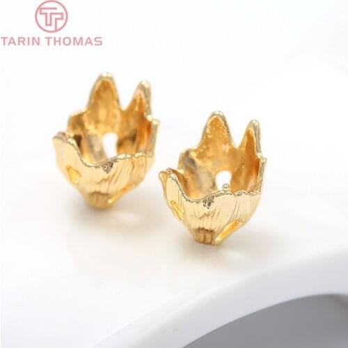 6PCS 8x10MM 24K Gold Color Plated Brass Flower Beads Caps High Quality Diy Jewelry Findings Earrings Accessories