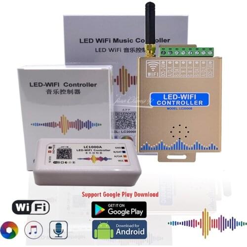 LC1000A LC2000B WIFI SPI Music Spectrum DC5-24V Controller for WS2811 WS2812 RGB LED Digital Pixel Strip 1024-2048 Pixels