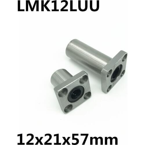 2pcs LMK12LUU for 12mm shaft linear bearing square flange ball bearing bush 12x21x57 mm LMK12 Free Shipping
