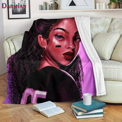DARMIAN Fashion African Girl Print Fleece Blanket Bedspread Soft Comfortable Throw Blanket Couch Sofa Quilt Cover Travel Bedding