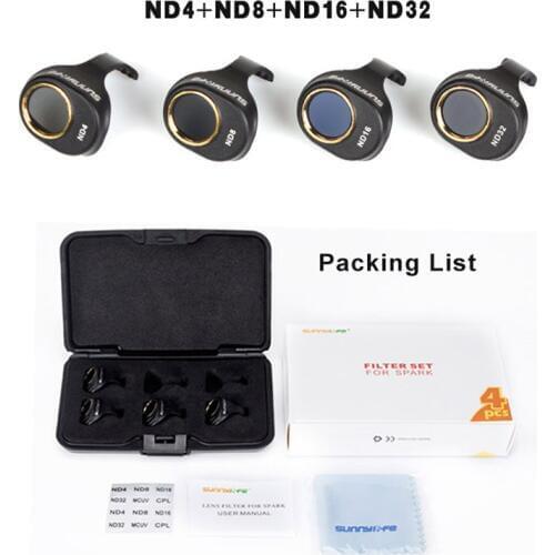 Snap on Filters Set 4Pcs ND4/8/16/32 Lens Filter Kit for DJI SPARK Drone Accessories